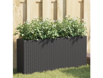 Zahradní truhlík s 2 květináči 90x20x40 cm [366407] (Barva Černá)