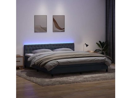 Box spring postel s matrací a LED 180x210 cm samet [3317182] (Barva Tmavě šedá)