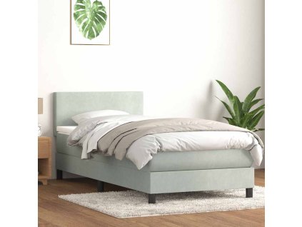 Box spring postel s matrací a LED 100x220 cm samet [3316725] (Barva Světle šedá)