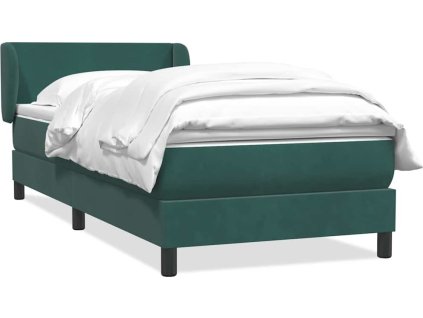 Box spring postel s matrací 100x220 cm samet [3317394] (Barva Tmavě zelená)