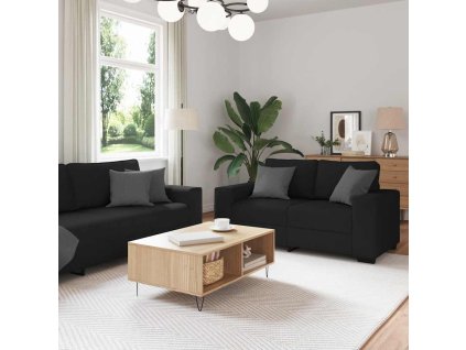 3dílná sedací souprava s poduškami textil [3324651] (Barva Černá)