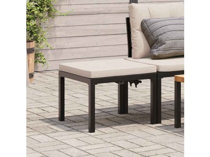 Zahradní stolička s poduškou černá práškově lakovaná ocel [4008564] (Barva Taupe)