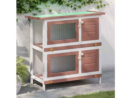 Zahradní králíkárna 4 dvířka dřevěná [170835] (Barva Hnědá)