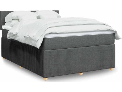 Box spring postel s matrací 160x200 cm textil [3287501] (Barva Tmavě šedá)