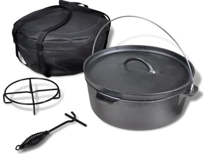 Litinový hrnec 11,3 L Dutch Oven s příslušenstvím [41564] (Barva Černá)