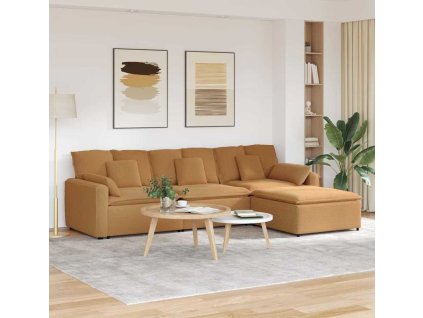 Modulární pohovka s podnožkou a polštáři [3321085] (Barva Krémová)