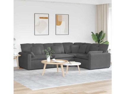 Modulární pohovka s polštáři manšestrová tkanina [3321168] (Barva Tmavě šedá)