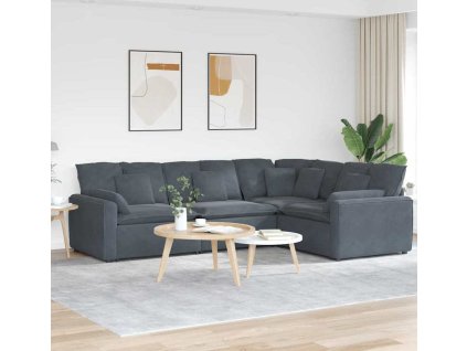 Modulární pohovka s polštáři samet [3321160] (Barva Tmavě šedá)