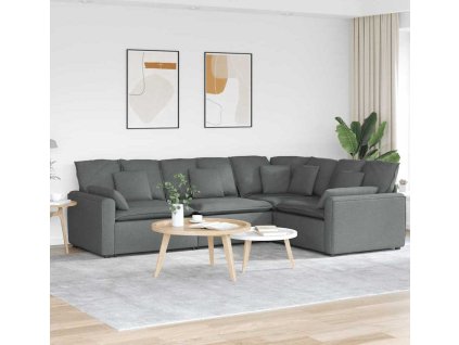 Modulární pohovka s polštáři textil [3321148] (Barva Tmavě šedá)