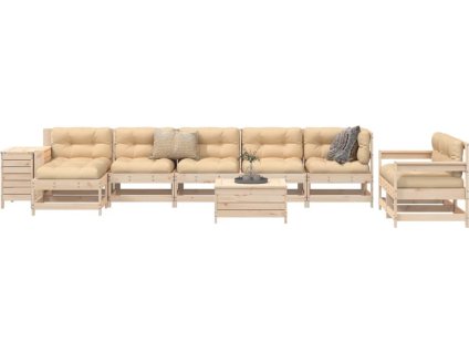 10dílná zahradní sedací souprava impregnovaná borovice [3250650] (Barva Přírodní douglaska)