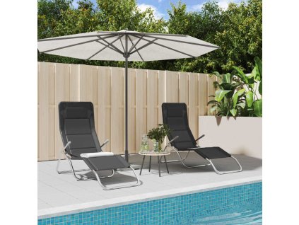 Skládací lehátka 2 ks textilen/ocel s práškovým nástřikem [360172] (Barva Černá)