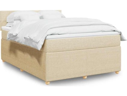 Box spring postel s matrací 140x200 cm textil [3287484] (Barva Krémová)