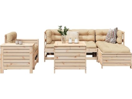 7dílná zahradní sedací souprava impregnovaná borovice [3250524] (Barva Přírodní borovice)