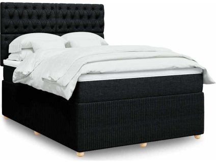 Box spring postel s matrací 140x200 cm textil [3294388] (Barva Černá)