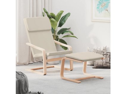 Relaxační křeslo s podnožkou tmavě textil [3154412] (Barva Krémová)