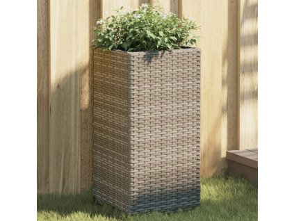 Zahradní truhlíky 2 ks 30 x 30 x 60 cm polyratan [3210518] (Barva Šedá)