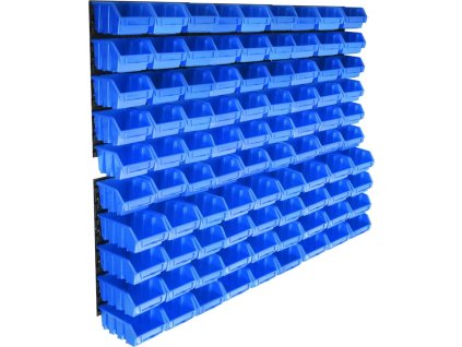 96dílná sada skladovacích zásobníků s nástěnnými díly [146282] (Barva Modrá)