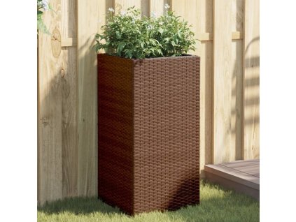 Zahradní truhlíky 2 ks 40 x 40 x 80 cm polyratan [3210520] (Barva Hnědá)