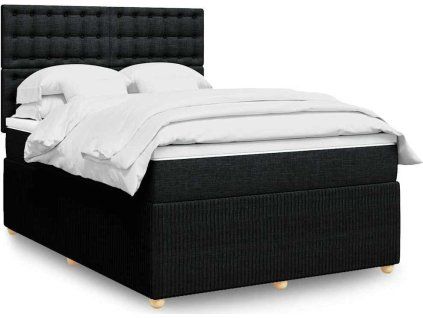 Box spring postel s matrací 140x200 cm textil [3294395] (Barva Černá)