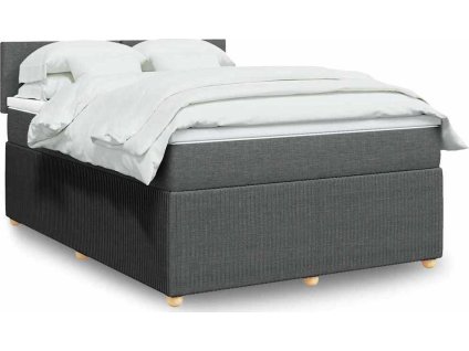 Box spring postel s matrací 140x200 cm textil [3287473] (Barva Tmavě šedá)