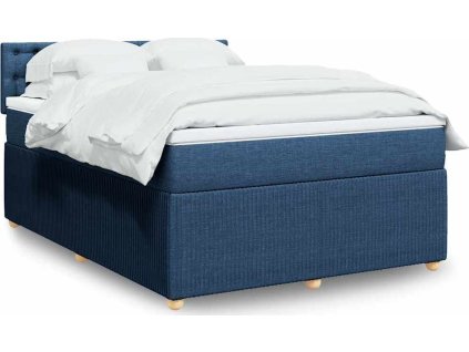 Box spring postel s matrací 140x200 cm textil [3287499] (Barva Modrá)