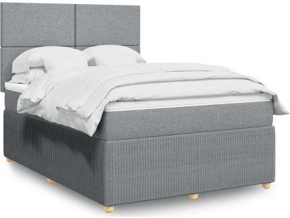 Box spring postel s matrací 140x200 cm textil [3292072] (Barva Světle šedá)
