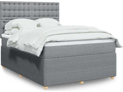 Box spring postel s matrací 140x200 cm textil [3292093] (Barva Světle šedá)