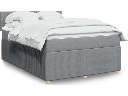 Box spring postel s matrací 140x200 cm textil [3289772] (Barva Světle šedá)
