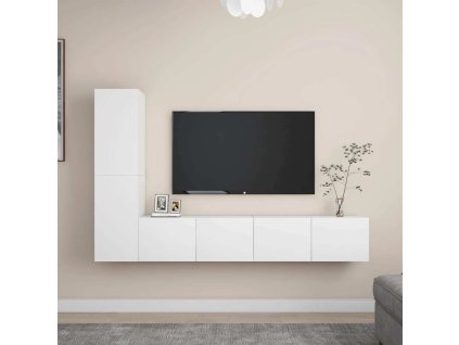 Nástěnné TV skříňky 4 ks kompozitní [3078674] (Barva Bílá)