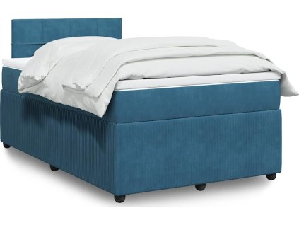Box spring postel s matrací 120 x 200 cm samet [3290014] (Barva Modrá)