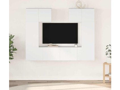 6dílný set TV skříněk dřevotříska [3079328] (Barva Bílá s vysokým leskem)