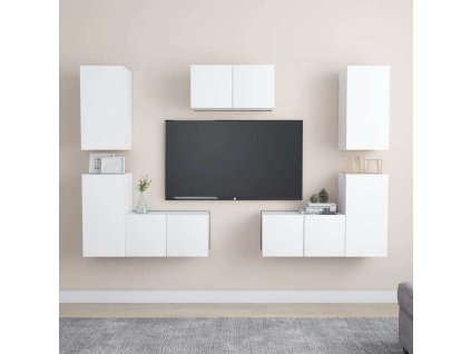 7dílný set TV skříněk kompozitní dřevo [3078671] (Barva Bílá)