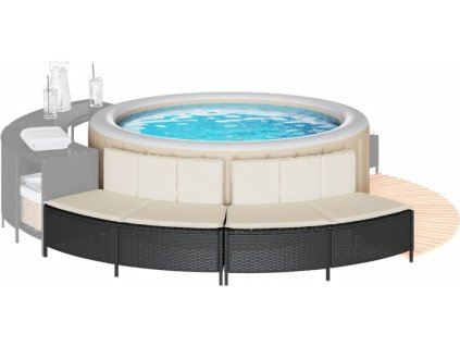 Lavice k vířivce s poduškami 2 ks polyratan [365618] (Barva Černá)