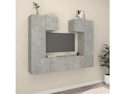 6dílný set TV skříněk kompozitní dřevo [3114459] (Barva Kouřový dub)