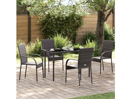 Stohovatelné zahradní židle 4 ks polyratan [310085] (Barva Šedá)