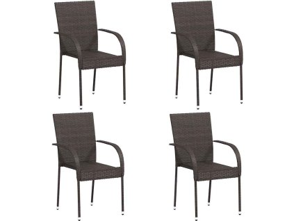 Stohovatelné zahradní židle 6 ks polyratan [44237] (Barva Hnědá)