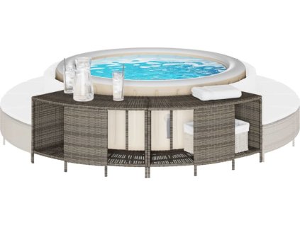 Úložné regály k vířivce 2 ks polyratan [365619] (Barva Šedá)