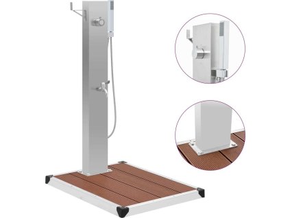 Zahradní sprcha s vaničkou WPC nerezová ocel [3051291] (Barva Hnědá)