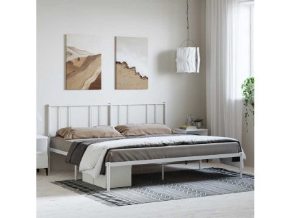 Kovový rám postele s čelem 193 x 203 cm [352535] (Barva Bílá)