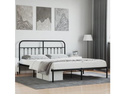 Kovový rám postele s čelem 180 x 200 cm [352582] (Barva Černá)