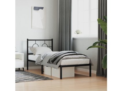 Kovový rám postele s čelem 80 x 200 cm [376217] (Barva Černá)