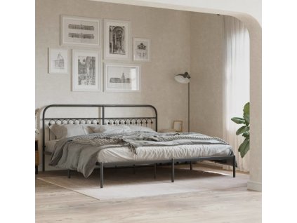 Kovový rám postele s čelem 193 x 203 cm [376606] (Barva Černá)