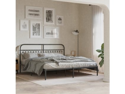 Kovový rám postele s čelem 183 x 203 cm [376604] (Barva Černá)