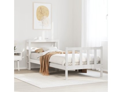 Rám postele s čelem voskově 90 x 200 cm masivní borovice [3305756] (Barva Bílá)