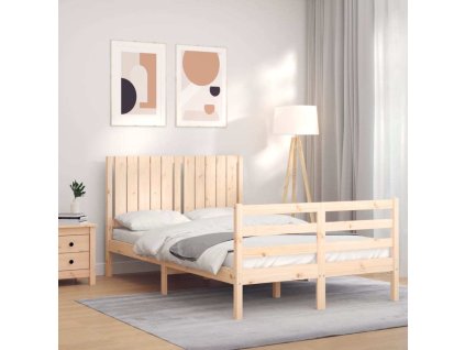 Rám postele s čelem Small Double masivní dřevo [3194738] (Barva Šedá)