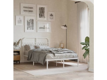 Kovový rám postele s čelem 120 x 190 cm [376646] (Barva Bílá)