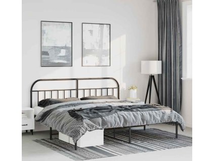 Kovový rám postele s čelem 193 x 203 cm [353641] (Barva Černá)