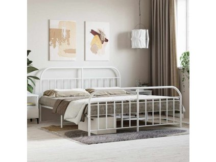 Kovový rám postele bez matrace s nožním čelem 180x200 cm [353706] (Barva Bílá)
