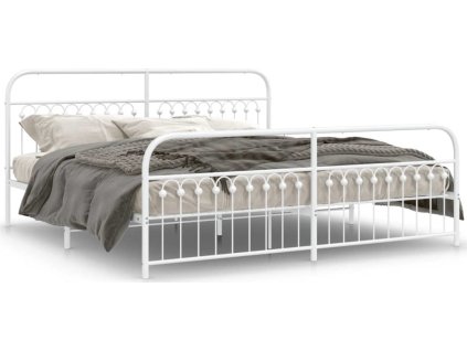 Kovový rám postele s hlavovým a nožním čelem 193 x 203 cm [376673] (Barva Bílá)