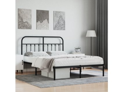 Kovový rám postele s čelem 140 x 200 cm [352579] (Barva Černá)